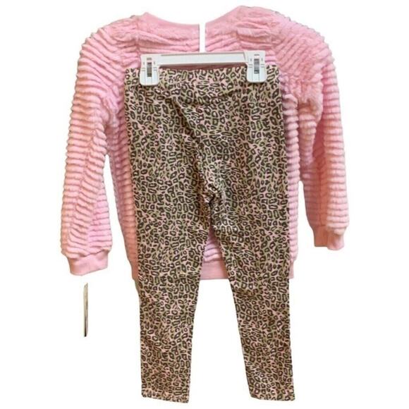 Juicy Couture Girls Pink Plush Pullover & Leopard Leggings Set | Sz 5 NWT - Picture 2 of 5